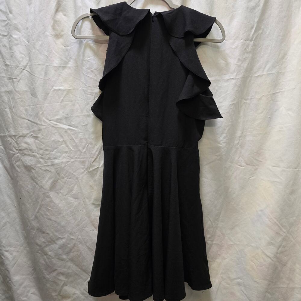 Altar'd State black sleeveless ruffle mini dress circle skirt back zip medium - Picture 8 of 11